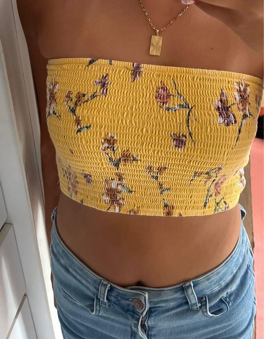 Yellow tube top hollister hotsell
