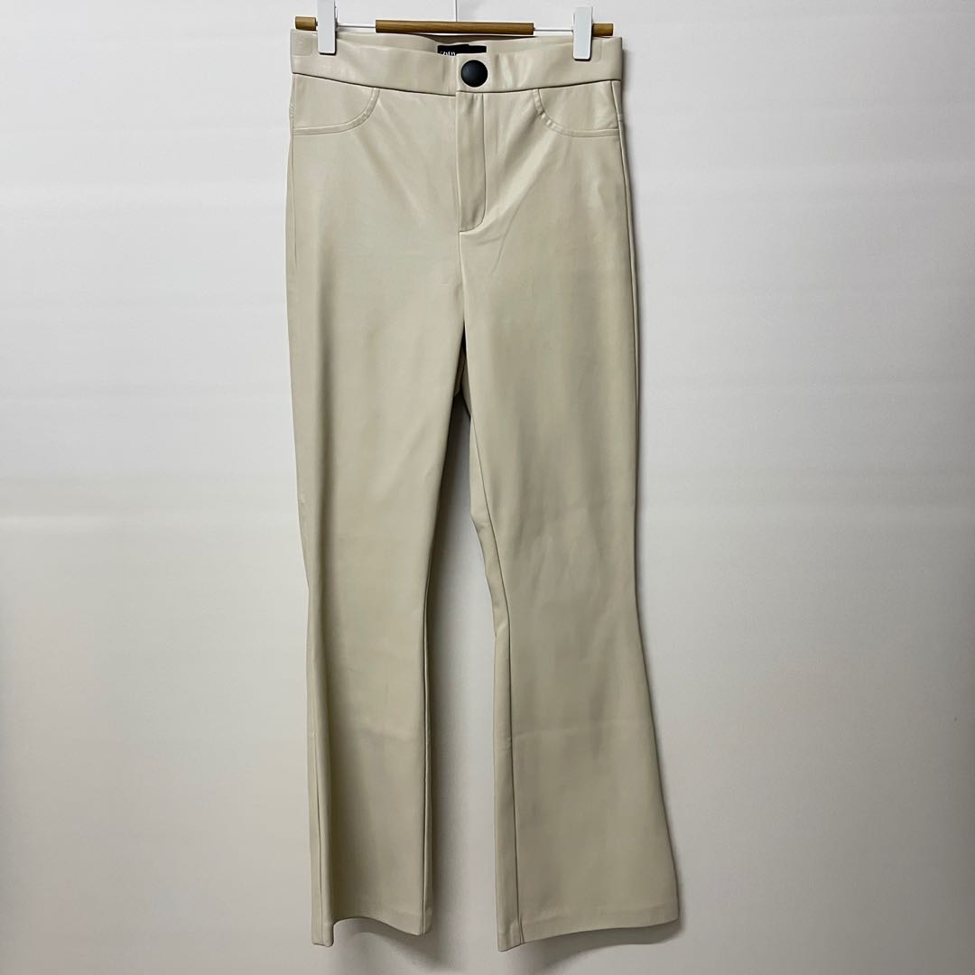 Zara beige faux leather pants, Women's 
