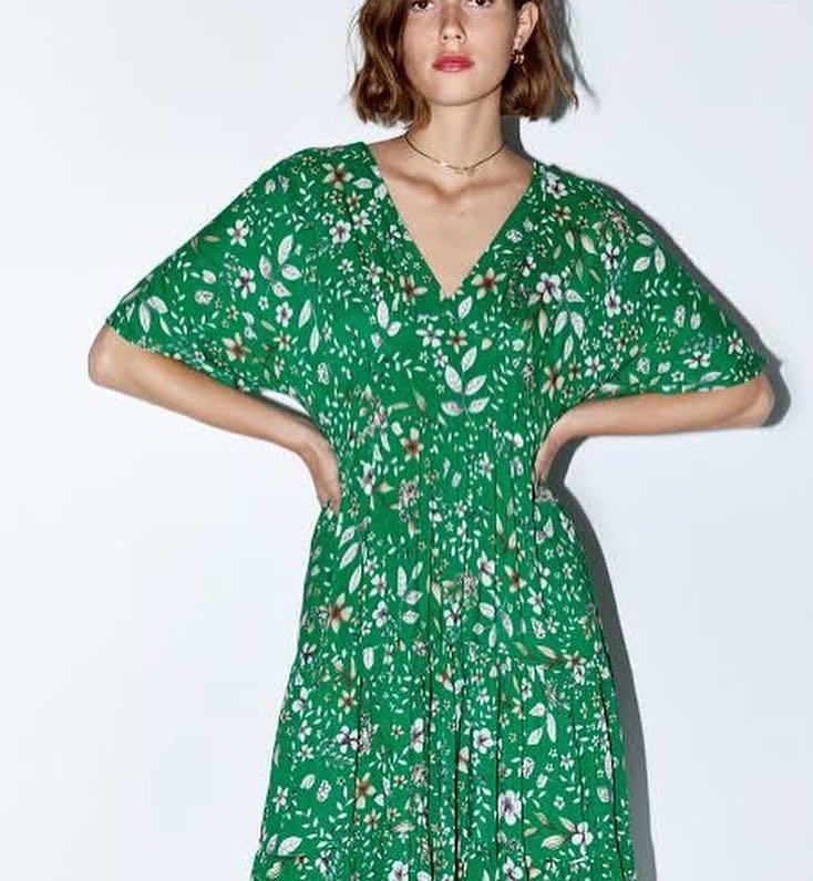 Zara green floral dress, Women's Fashion, Dresses u0026 Sets, Dresses on  Carousell