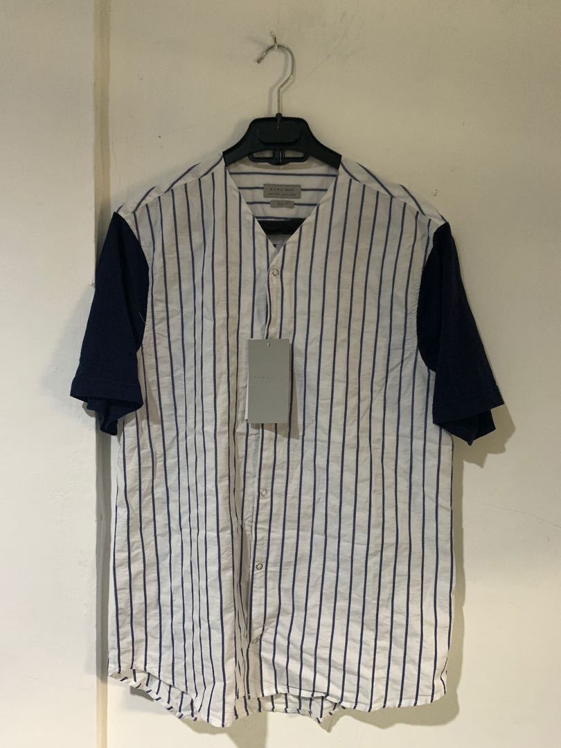 Zara Man baseball shirt, Fesyen Pria 