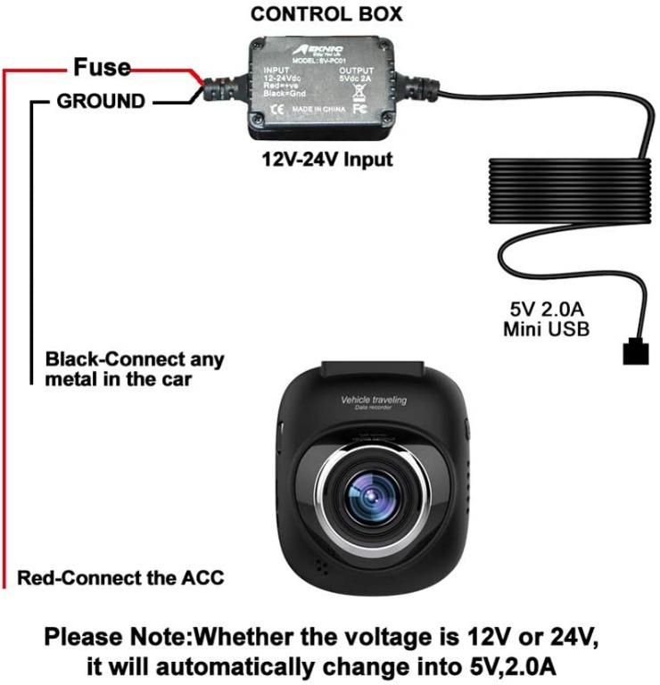 Dash Cam Hardwire Kit Mini USB Dash Cam Hardwire for Car Dash Cam 12V-32V to