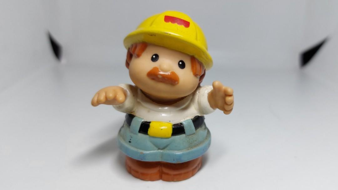 Fisher Price Little People CONSTRUCTION WORKER MAN Rare 1996 Yellow Hard Hat 
