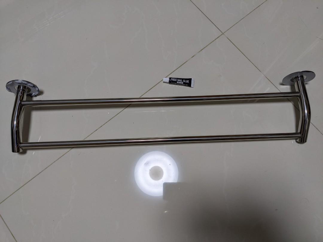 63cm glue nodrill towel rack, Furniture & Home Living, Bathroom