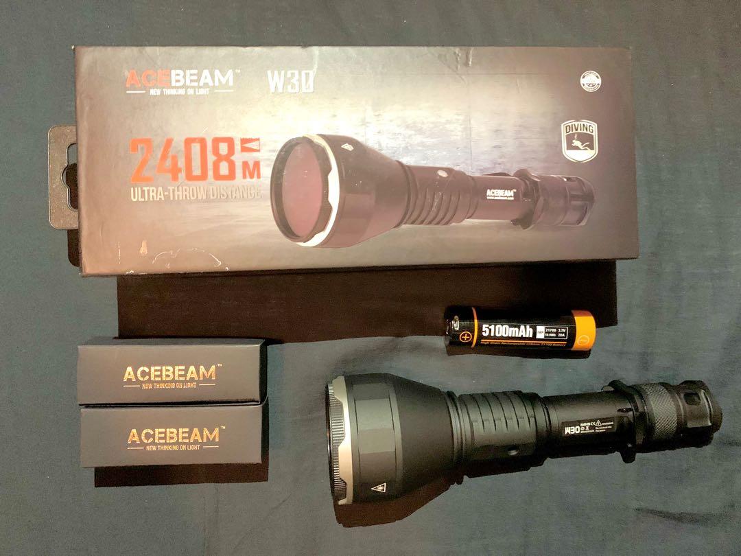 Acebeam W30 2408 White Laser Flashlight (Lep) 超強潛水用電筒, 運動