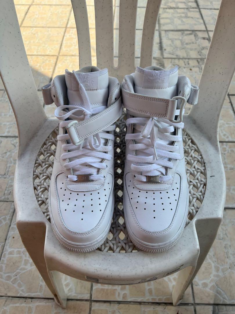 Air Force 1 Mid All white size 10 USED Men s Fashion Footwear Sneakers on Carousell