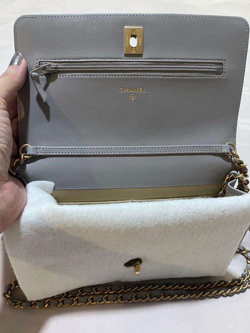 Chanel 22C Quilted Pearl Crush Wallet On Chain Authentic Chanel Pearl