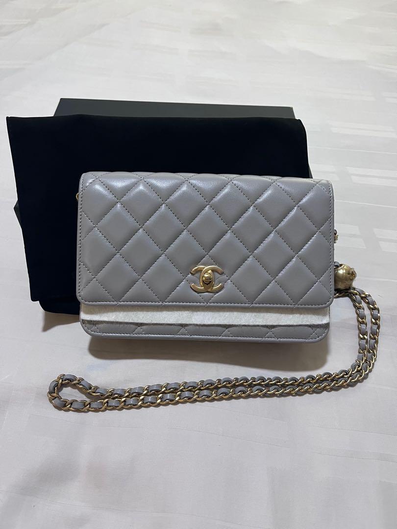 Chanel 22C Quilted Pearl Crush Wallet On Chain Authentic Chanel Pearl ...