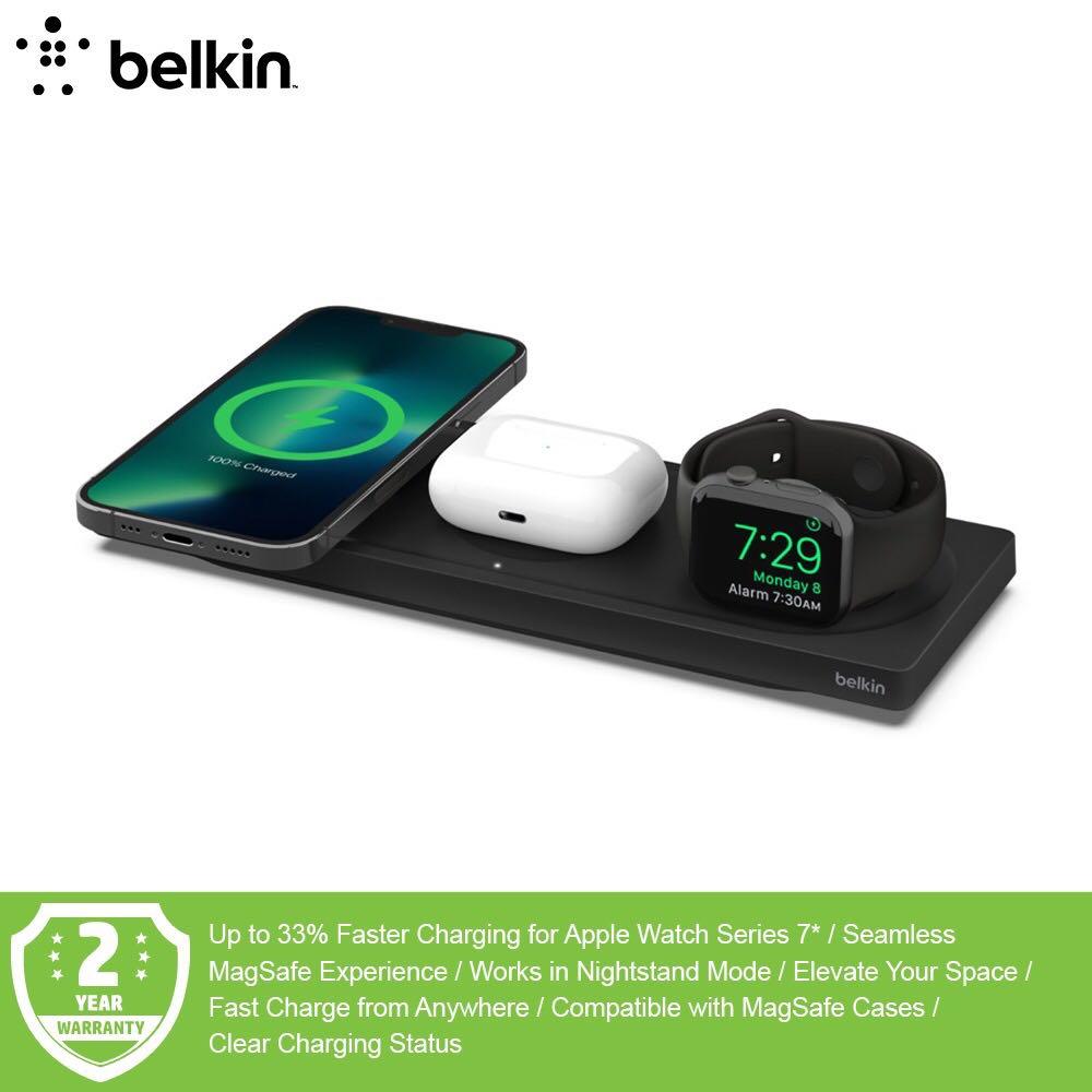 Original Charger Belkin WIZ016my BOOST↑CHARGE™ PRO 3-in-1 Wireless Charging  Pad with Magsafe (black), Mobile Phones & Gadgets, Mobile & Gadget  Accessories, Chargers & Cables on Carousell