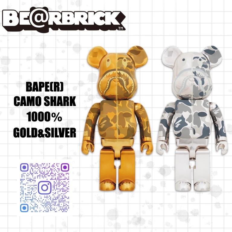 法人値引有 BE@RBRICK BAPE(R) CAMO SHARK 1000％ GOLD - フィギュア