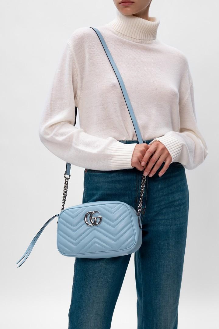 Light blue gucci fanny pack top