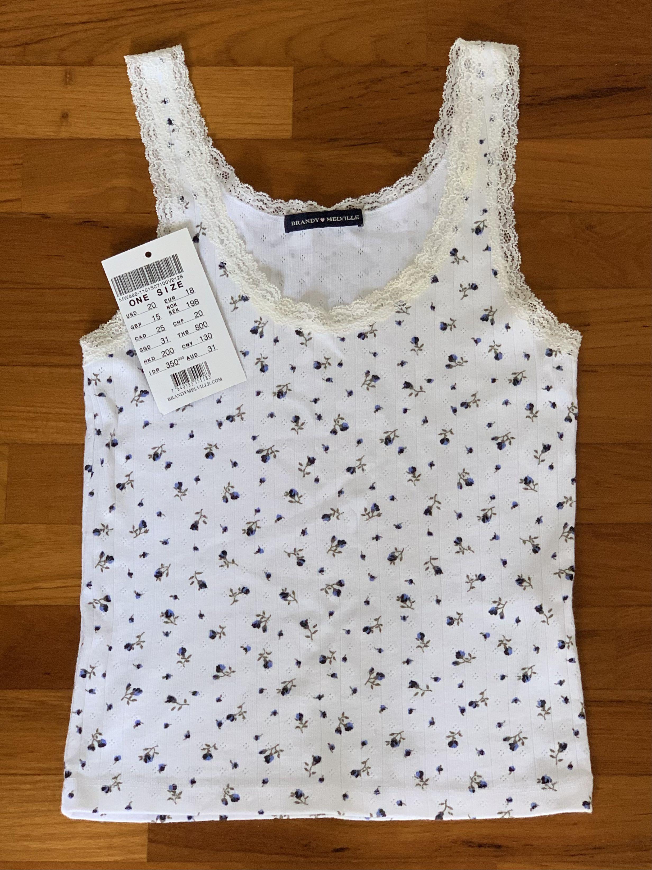 brandy melville bnwt floral tiffany tank top, Women's Fashion, Tops,  Sleeveless on Carousell
