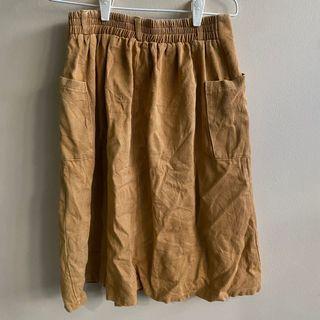 brown midi skirt with pockets (tags: ulzzang harajuku stylenanda tumblr minimalist retro vintage y2k retro)
