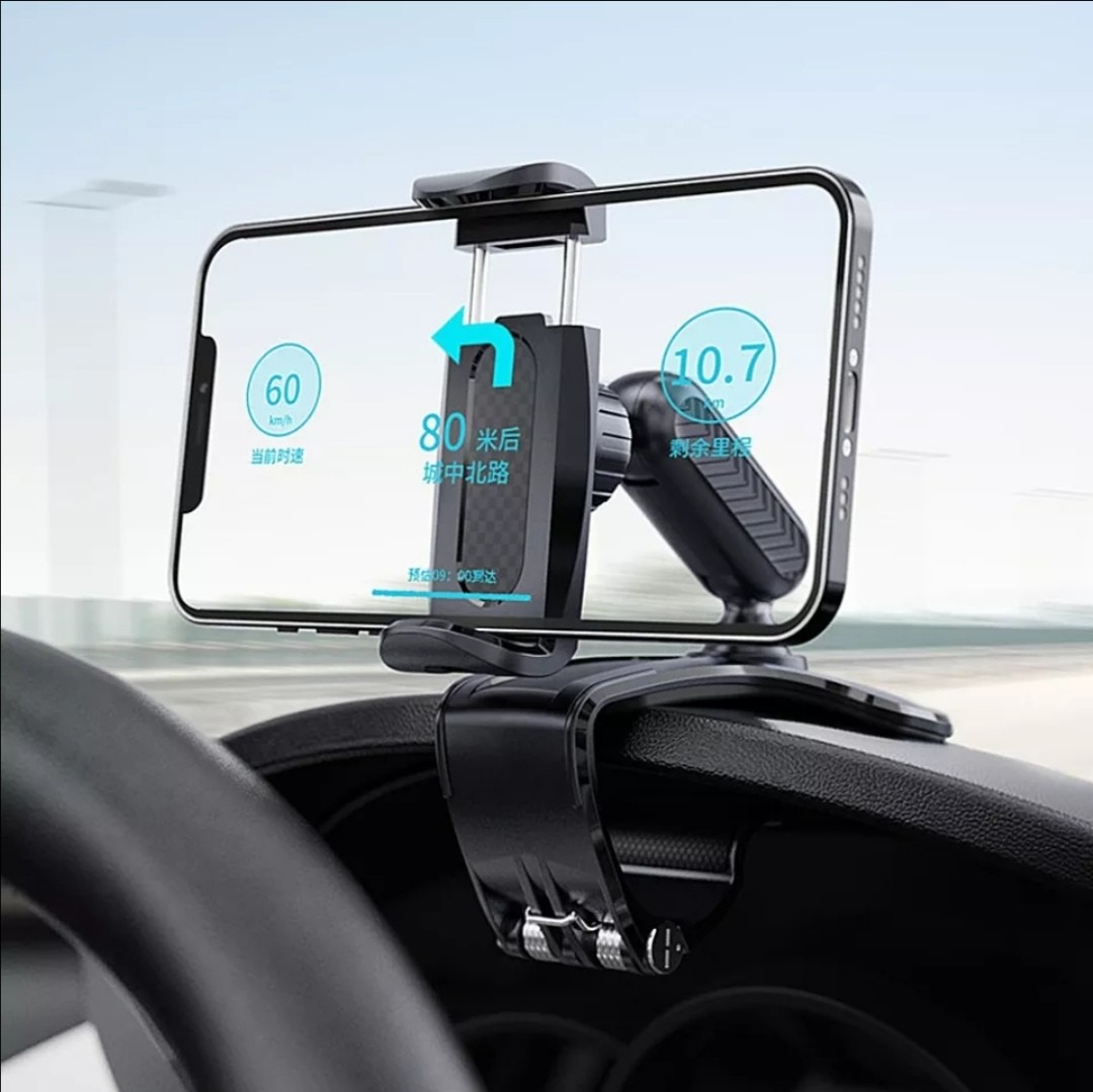 Lorvellas Universal 360 Car Phone Holder – Dashboard Clip For Most Phones 4-7 Inches, Fits Dash, Visor & Mirror (2 Sets)