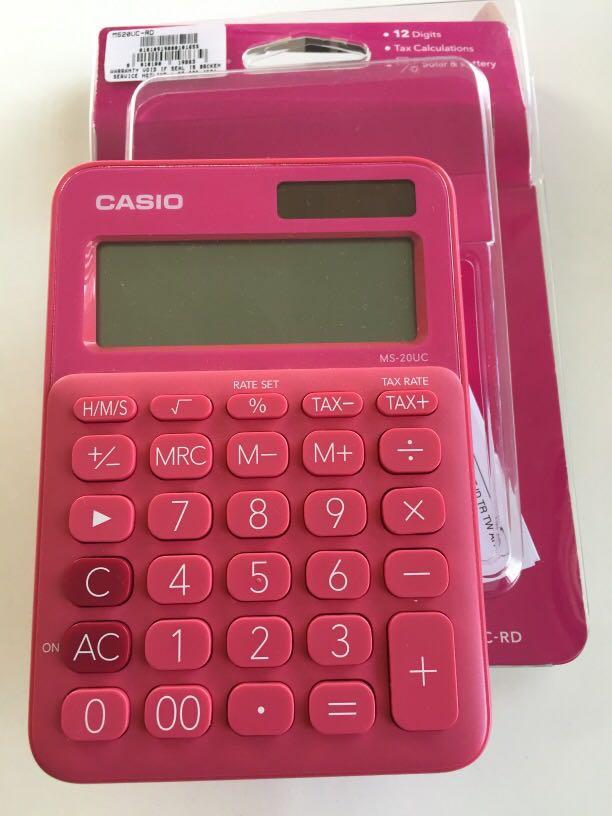 FINAL SALE! Casio Pink Calculator MS-20UC-RD, Computers & Tech, Office &  Business Technology on Carousell