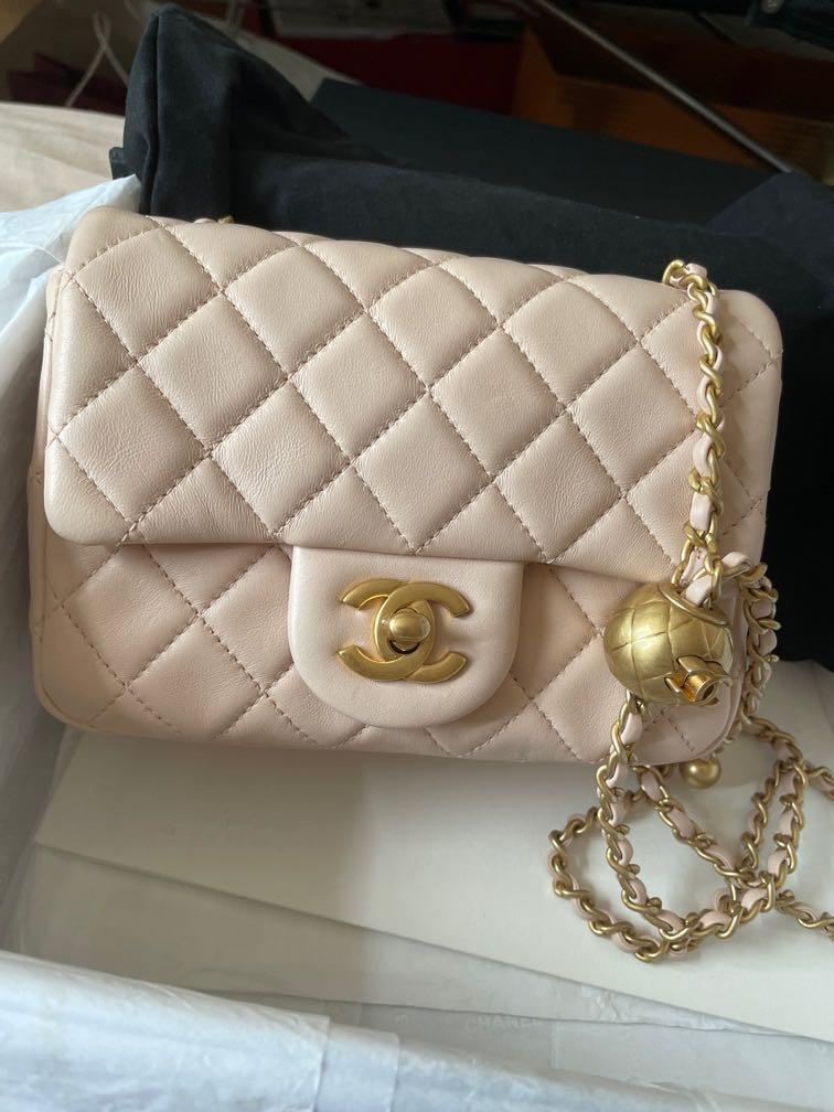 Chanel 22C Pearl Crush Mini Square, Luxury, Bags & Wallets on Carousell