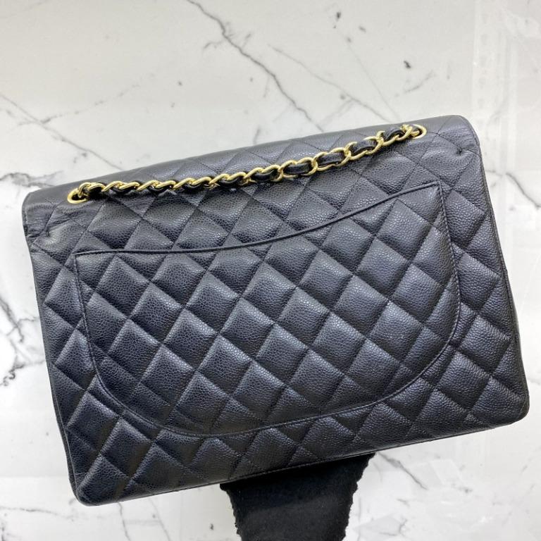 CHANEL CAVIAR SKIN BLACK MATELASSE 33 W FLAP NO.18 WITH CARD SHOULDER BAG  227014679, Luxury, Bags & Wallets on Carousell