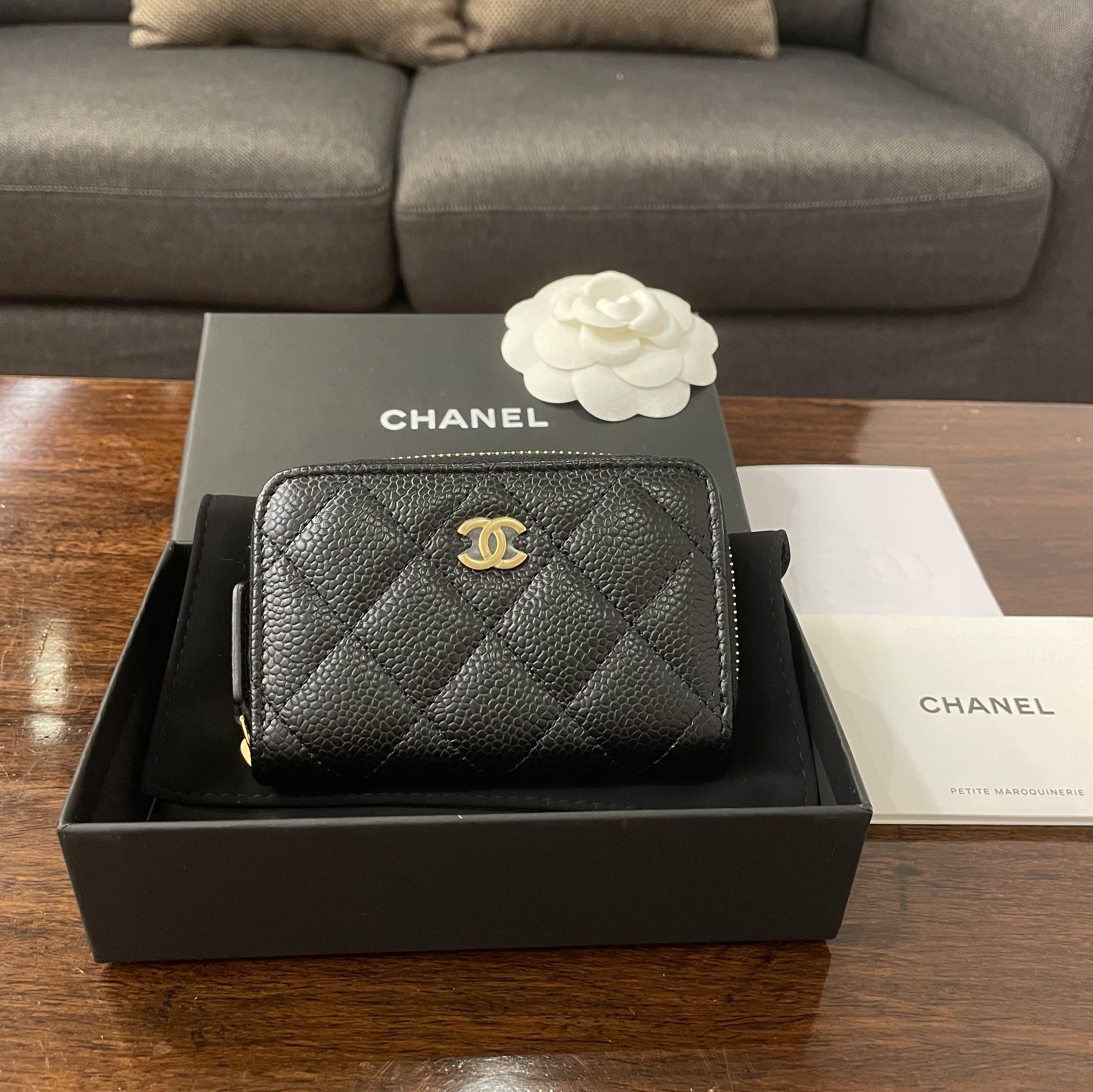 Chanel 19 Caramel Flap Card Holder, Luxury, Bags & Wallets on