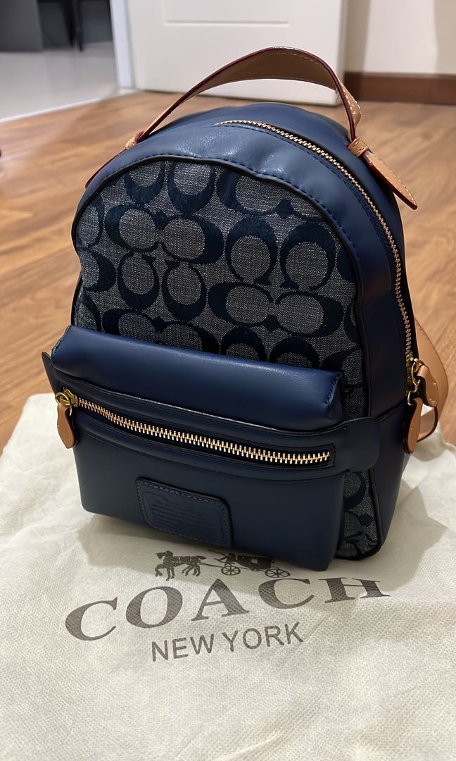 coach navy blue backpack