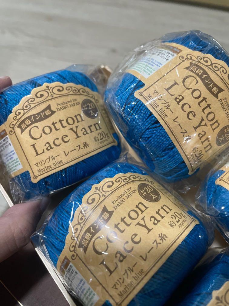 Daiso Knitting Lace Cotton Yarns Marine Blue, Hobbies & Toys
