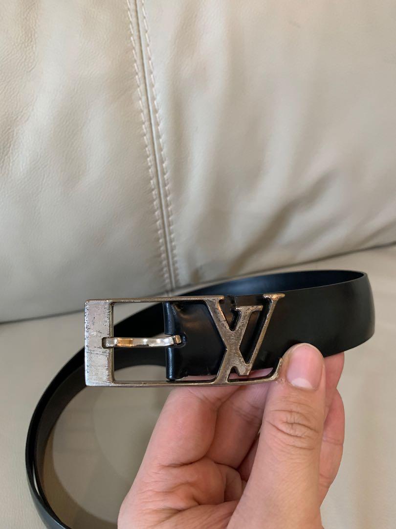 Louis Vuitton Black Leather Ceinture Anagram LV Pin Buckle Belt