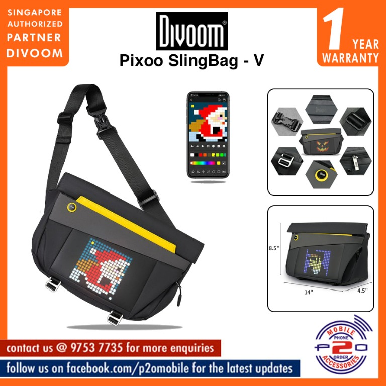 Divoom Pixoo Sling Bag-V with Pixel Art Display