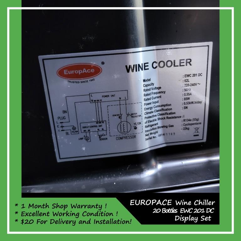 EUROPACE Wine Chiller 20 Bottles EWC 201 DC, TV & Home Appliances