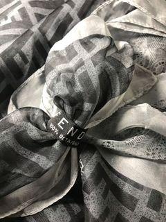 Fendi Grey/Black 100% Silk Scarf