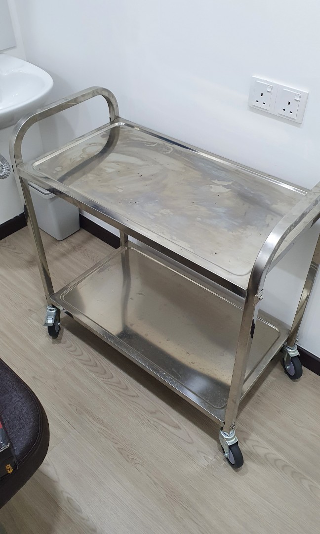 Food Trolley / Steel Trolley 2 Tier, Furniture & Home Living