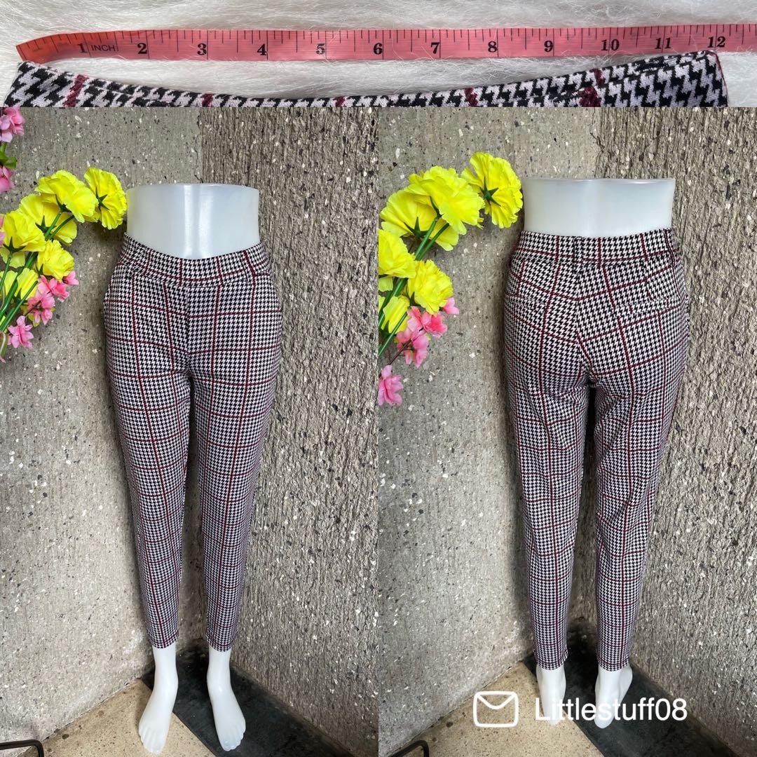 Forever 21 Plaid Red Pants, Women's 