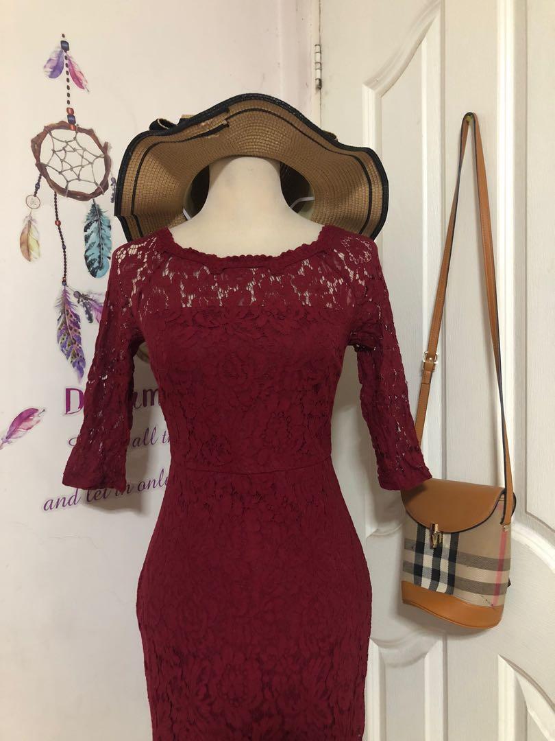 Vero moda 2024 maroon dress