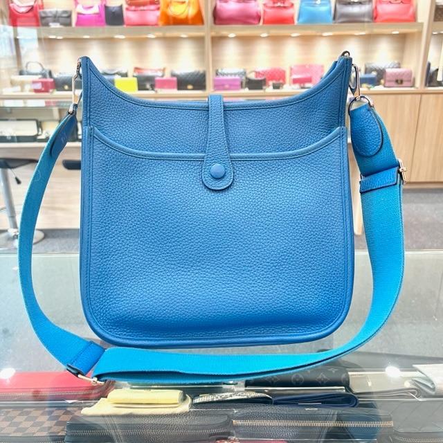 Hermes Clemence Blue Jean Evelyne III PM - Handbag | Pre-owned & Certified | used Second Hand | Unisex