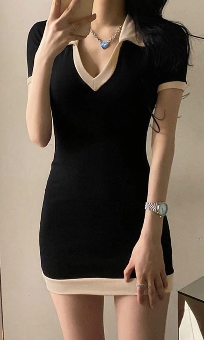shein bae off shoulder contrast trim bodycon dress reviews honeyspot contrast trim bodycon dress shein, Women's Fashion, Dresses &  Sets, Dresses on Carousell