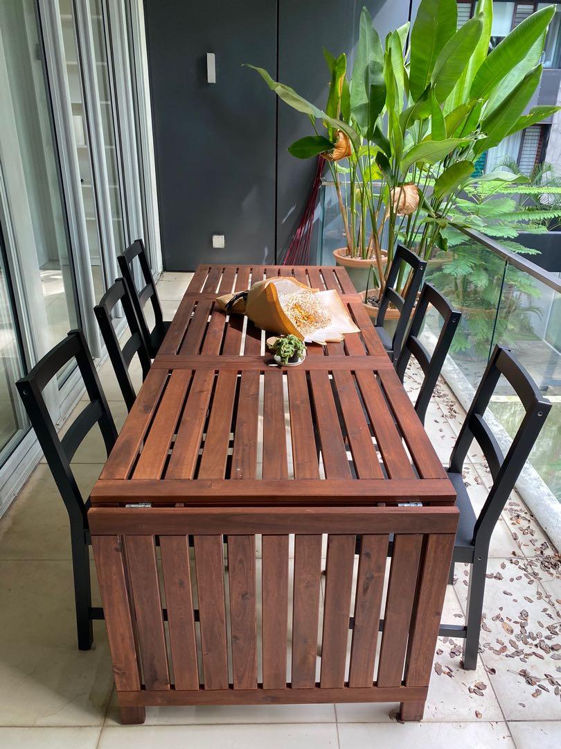 IKEA Applaro outdoor extendable table + chairs, Furniture & Home Living