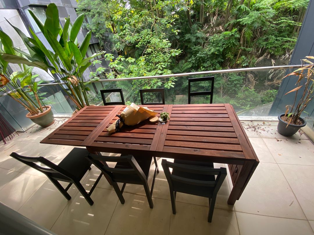 IKEA Applaro outdoor extendable table + chairs, Furniture & Home Living