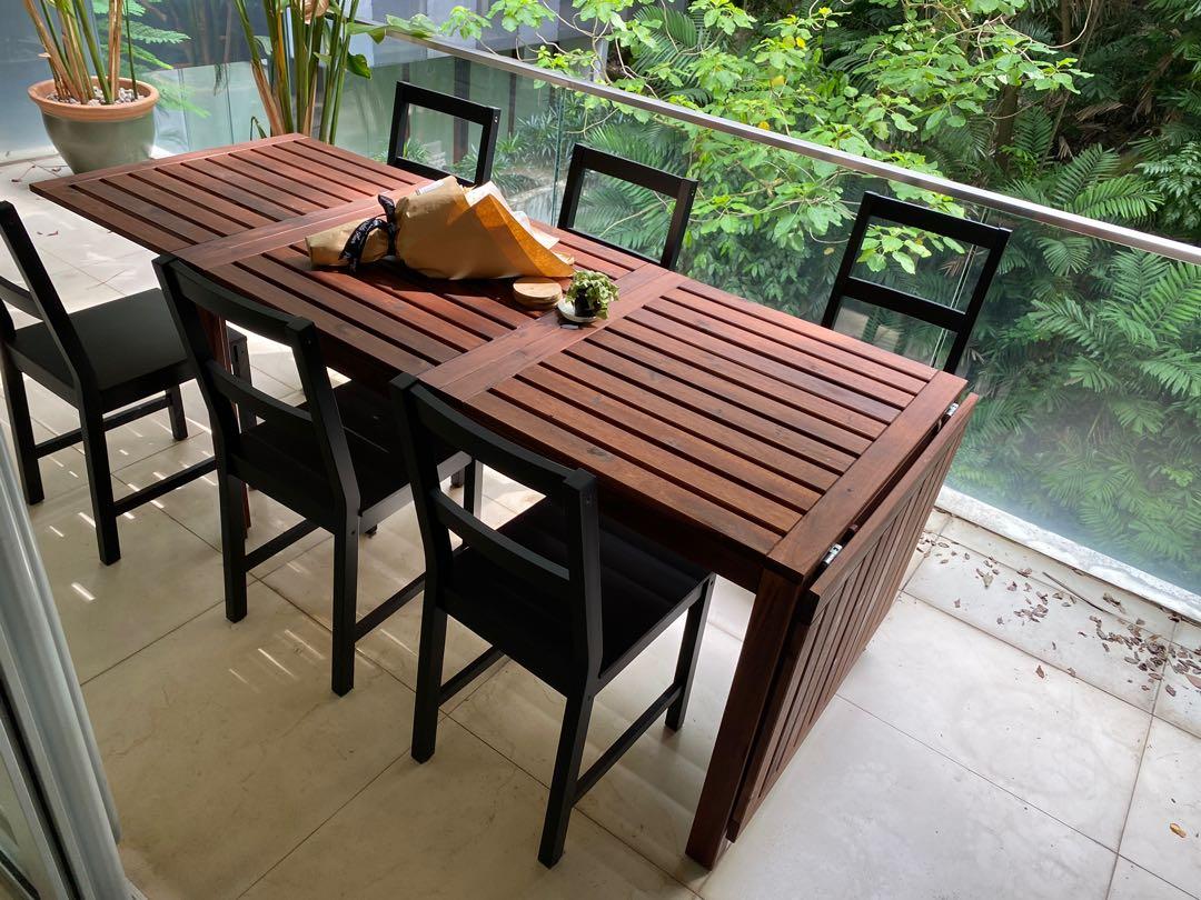 IKEA Applaro outdoor extendable table + chairs, Furniture & Home Living