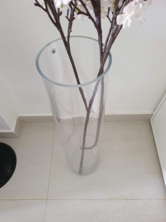 IKEA BIG GLASS VASE (68 cm) + flowerbranches, Furniture & Home Living