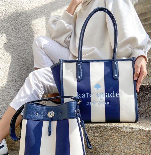 Blazer Blue & White Stripe Ella Even Jacquard Denim Tote Kate