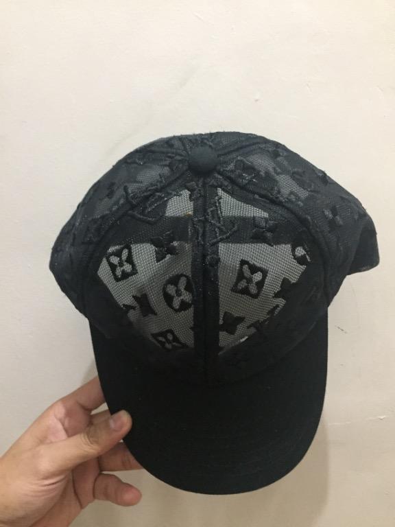 LOUIS VUITTON Monogram Mesh Cotton Cap M Black 1276154