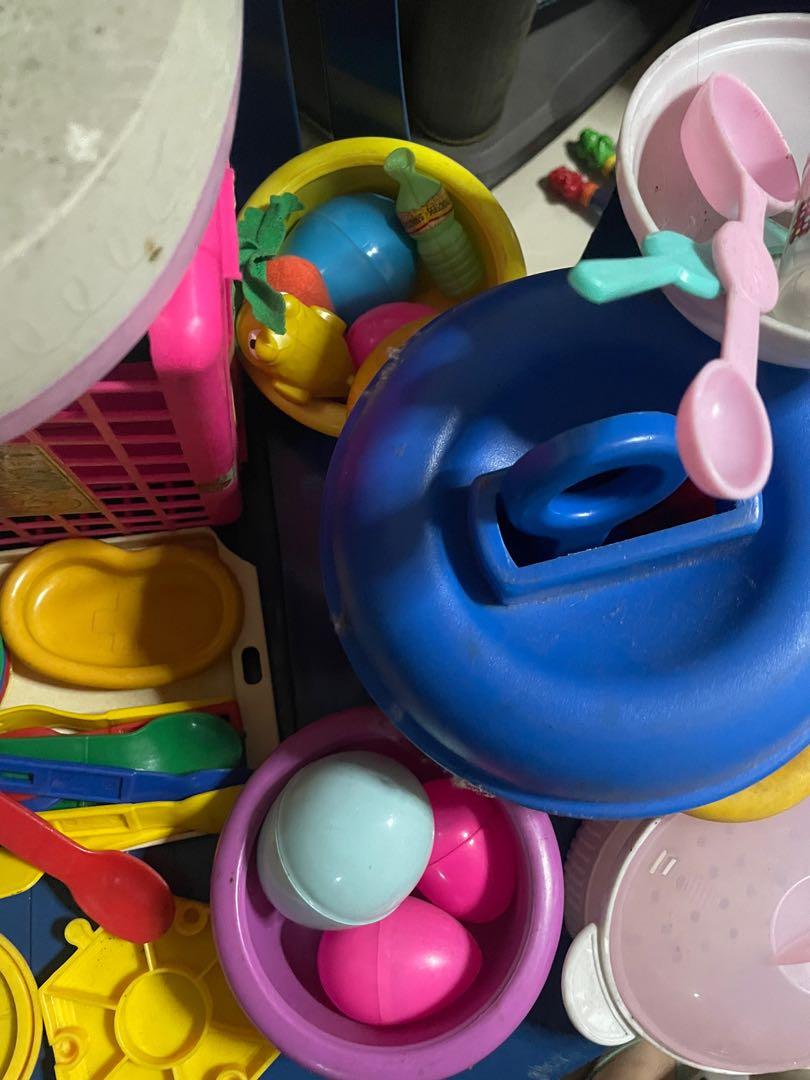 Luto Lutuan Cooking Toy Set (Category: Kids Toys) located in Caloocan City. Submitted by alexxxxx19 (Listing ID 1167346149, Image 3). Description: Sold as set! Included items are: - pot with alphabet letters - 4 plates, cups, and utensils - 1 extra cup - 1 tray - 1 cupcake maker set - 2 big bowls - 5 eggs - 1 fish - 1 carrot - 3 small items (seasoning, soda, apple) -2 extra plates - 1 tray - 1 lalagyan/crate Buy this with my other listing of pizz