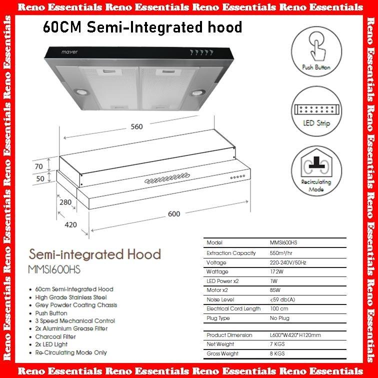 Mayer Hood and Hob Package 60cm, TV & Home Appliances, Kitchen