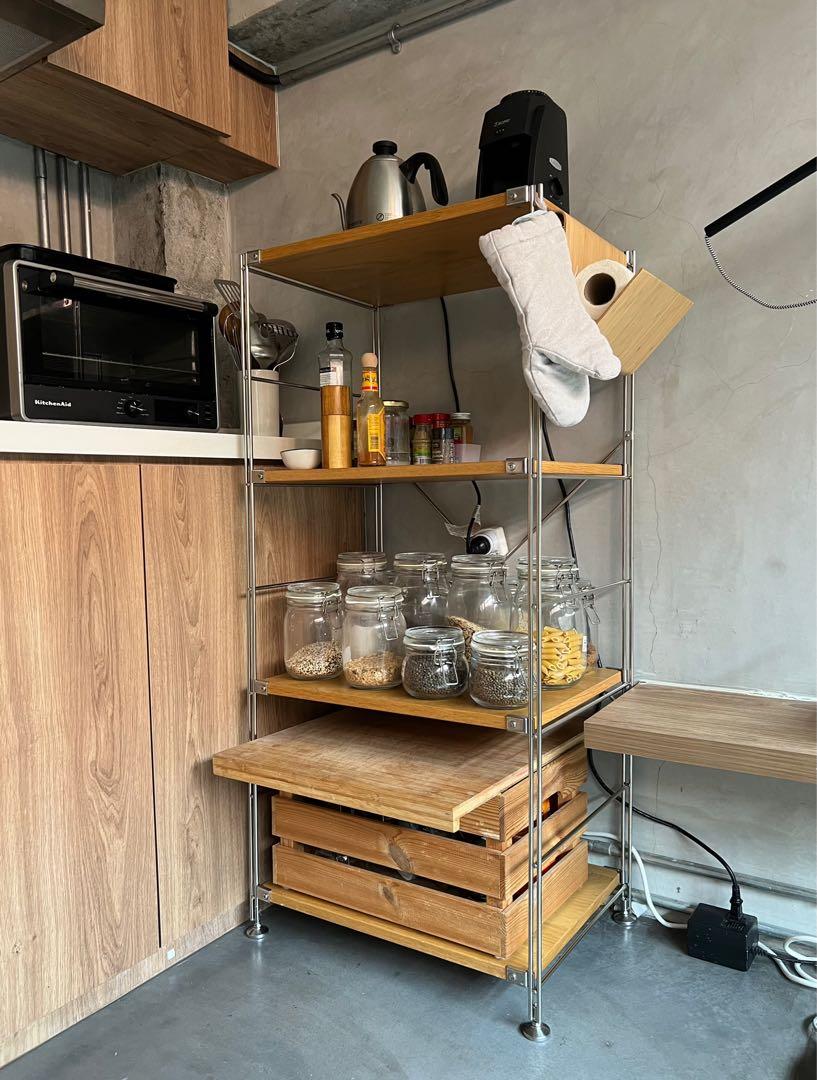 MUJI Stainless Steel & Oak Shelf Set (M), Furniture & Home Living
