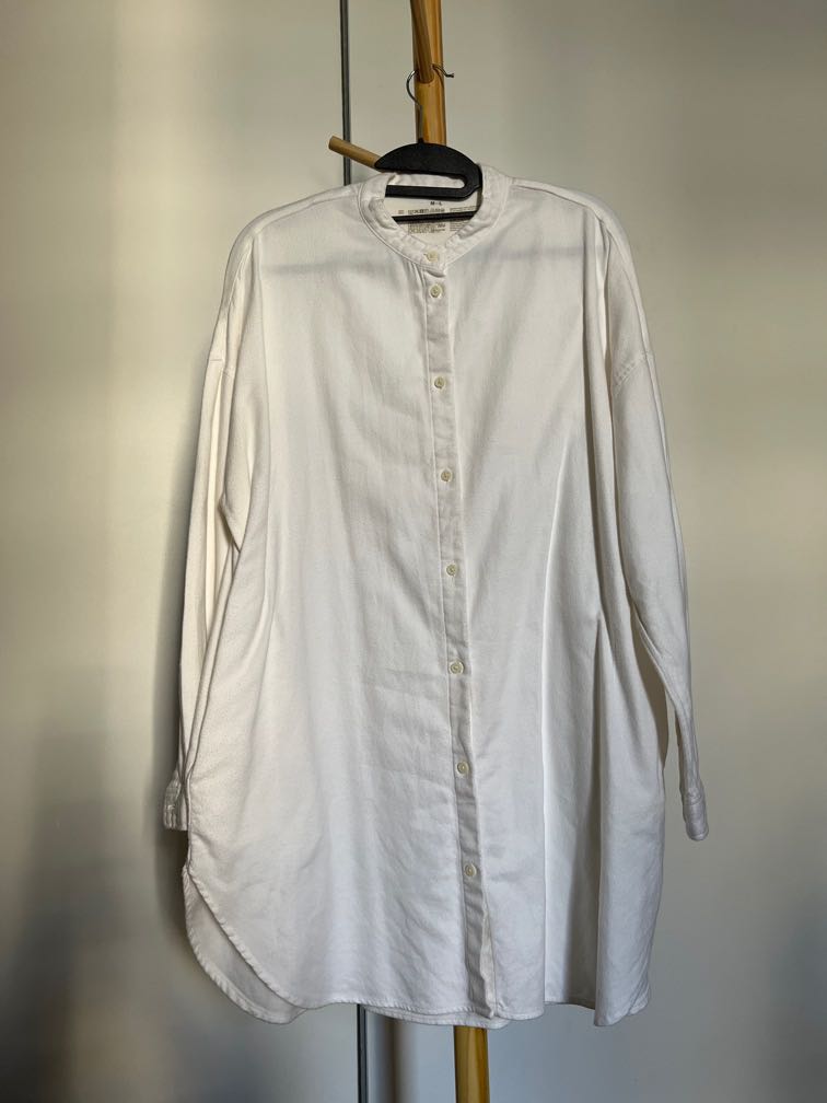 Muji White Tunic Shirt Dress, Women's 