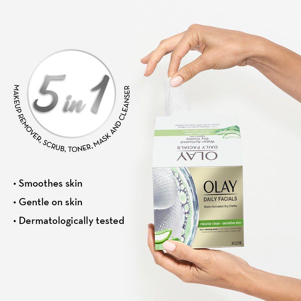 Olay Daily Facials 5in1 Water Activated Dry Cloths, Beauty & Personal