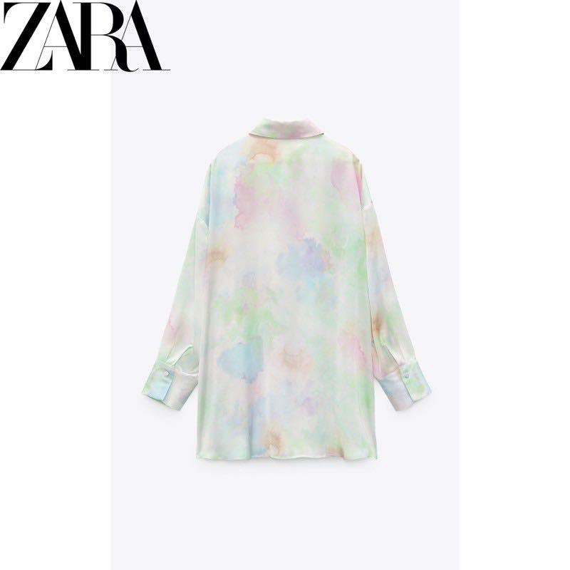 Original ZARA - Tie Dye Satin Blouse, Women's Fashion, Muslimah Fashion,  Tops on Carousell