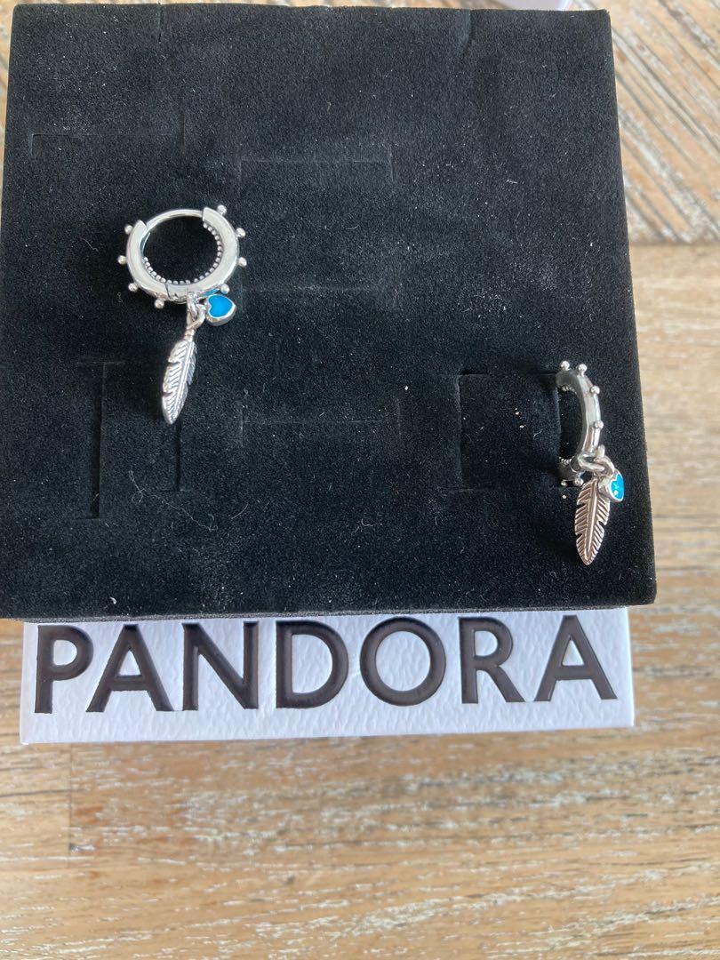 Pandora Turquoise Hearts \u0026 Feather Hoop 