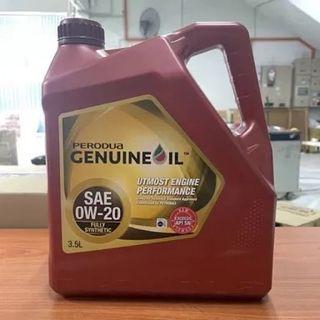 Perodua SAE 0W-20 Fully Synthetic Oil (3.5L) x 1 (Including Oil Filter x 1)  RM 110 (Newly bought with receipt as proof)  Delivery COD