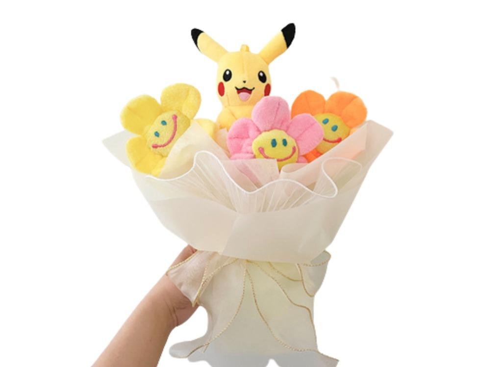 Pikachu Smiley Flower Plushie Bouquet, Hobbies & Toys, Stationery ...