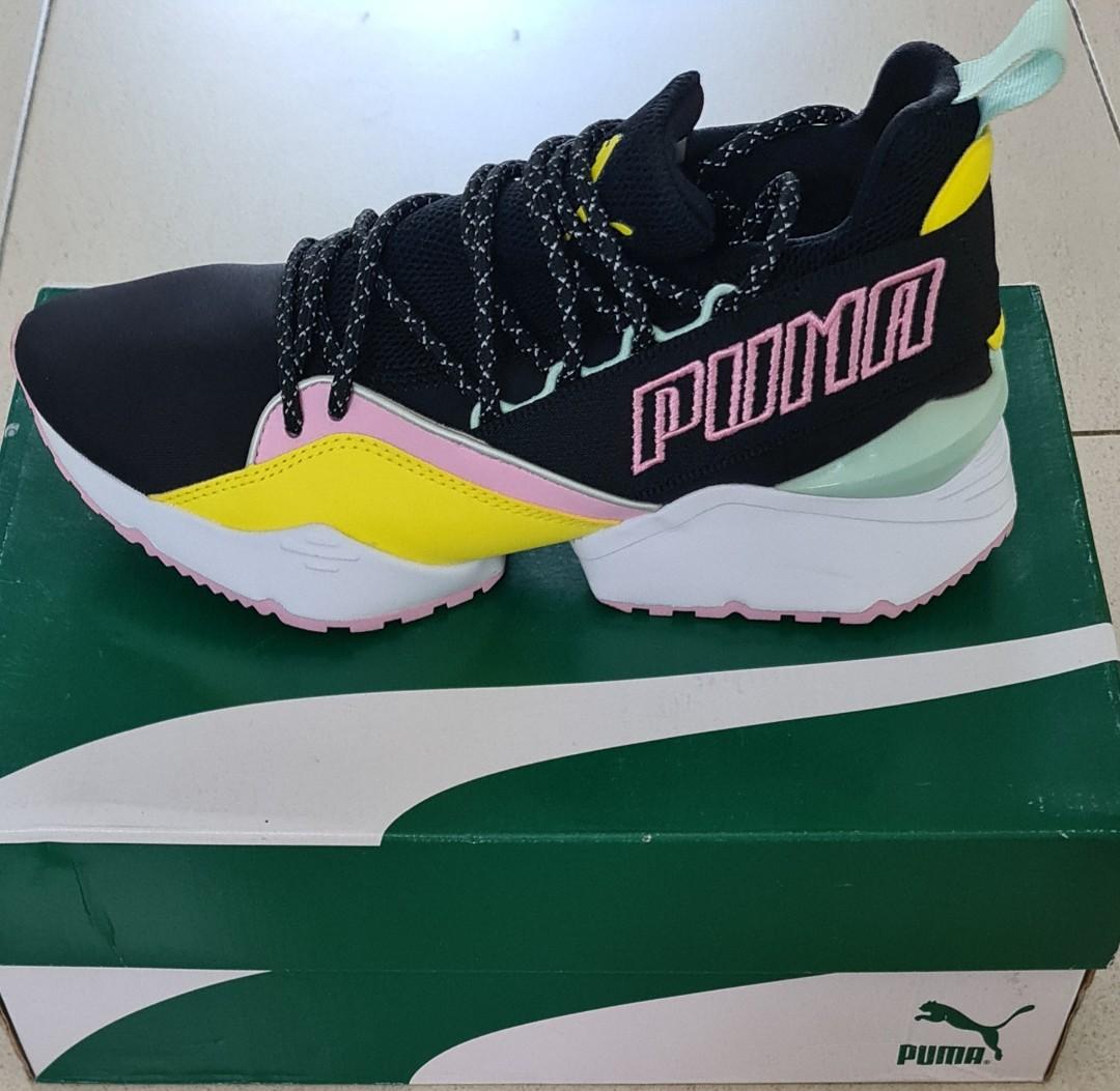 Puma Black Blazing Yellow Women s Fashion Footwear Sneakers on