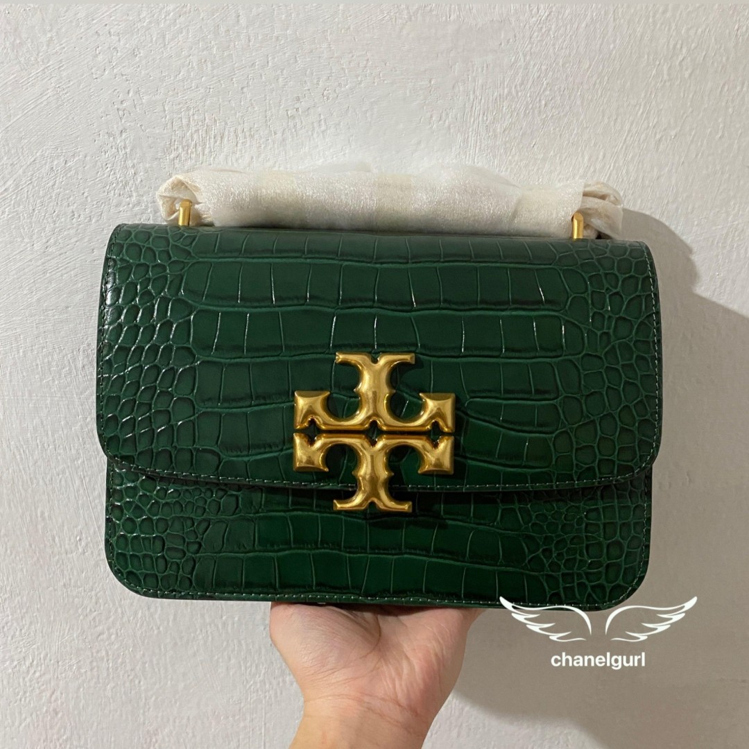 Ready Stock] Real Shot Tory Burch Eleanor Croc Embossed Chain Bag Green,  Women's Fashion, Bags & Wallets, Shoulder Bags on Carousell