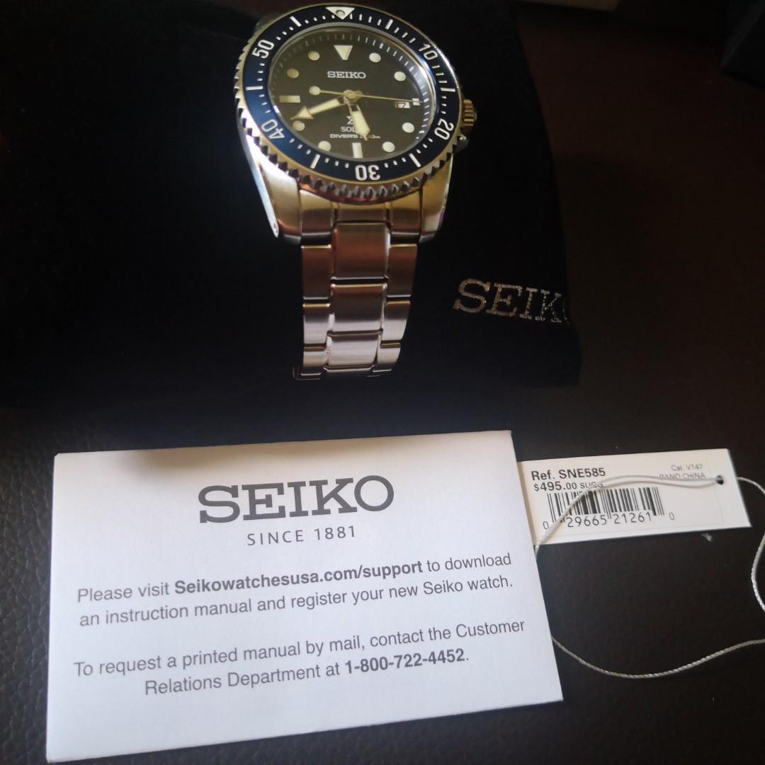 Seiko Prospex Solar Divers SNE585, Men's Fashion, Watches & Accessories ...